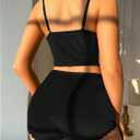 Verdusa Women's 2 Piece Floral Mesh Velvet Pajama Set Crop Camisole Tops with Micro Shorts Nightwear (XL)