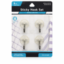 Sticky Hook Set, 4 Count, Clear, 6cmx6cm