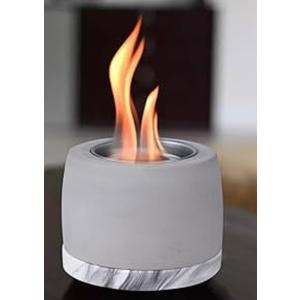 Tabletop Fire Pit Bowl with Smores Sticks, Concrete Mini Fireplace Indoor Outdoor Decor, Portable Rubbing Alcohol Burner, Long Time Burning Smokeless Odorless Smores Maker for Patio Balcony