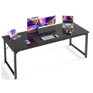 Huuger Modern Simple Office Desk, 63 Inch, Gaming & Writing Desk with Storage, Large Legroom, Metal Frame, Black