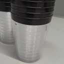 Norme 50 Pcs 14 oz Rimmed Plastic Cups Disposable Clear Cups with Rim Fancy Holiday Drinking Holder 2025 Graduation Party Favor Container Wine Glasses Tumblers for Wedding Halloween(Black)