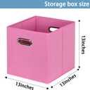 Black Fabric Cubby Storage Bins,13x13x13 Inches ,Cube Organizer Bin Foldable Storage Boxes with Dual Handles Fabric Organizer Box and collapsible Storage basket,Set of 6,Pink