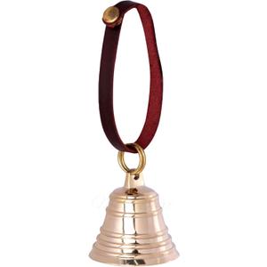 Brass Hanging Entry Bell Decorative Doorbell with Leather Strap for Home Barn Farmhouse Store Wall Decor Brass Finish 1 Piece 2 Inch (Design 07)