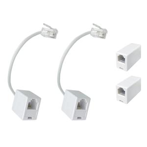 (Pack of 4 A Pair of Converter Adapters for RJ11 Male to RJ45 Female) & 2 In-Line Couplers