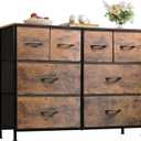 WLIVE Dresser for Bedroom with 8 Drawers, Wide Fabric Dresser for Storage and Organization, Bedroom Dressers, Chest of Drawers for Living Room, Closet, Entryway, Rustic Brown Wood Grain Print, 11.8"d X 39.4"w X 30.4"h
