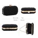 Oweisong Pearl Clutch Purses for Women Beaded Clutch Bag Formal Wedding Bride Evening Bag Party Tote Handbag (Black)