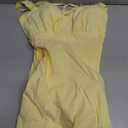 Womens Summer Mini Dress Square Neck Tie Front Lace Spliced Ruched Backless Casual Party Graduation Short Bodycon Dresses Yellow Size S