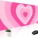 Mousepad Desk Mat Gaming Large Keyboard Cute Office Desktop Computer Laptop Hearts XXL Long Giant Big Kawaii Aesthetic Girly Pretty Design Women Girl Gamer Oversized Wide 30x12'' Mousepad