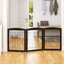 PAWLAND 72 Extra Wide Dog Gate for The House, Doorway, Stairs, Freestanding Foldable Wire Pet Gate, Pet Puppy Safety Fence, 30" Height (Espresso, 3 Panels) (3 Panels 72 "W x 32"H)