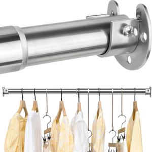FIRJOY Closet Rods for Hanging Clothes (Brushed Silver, 18.0" - 28.0")