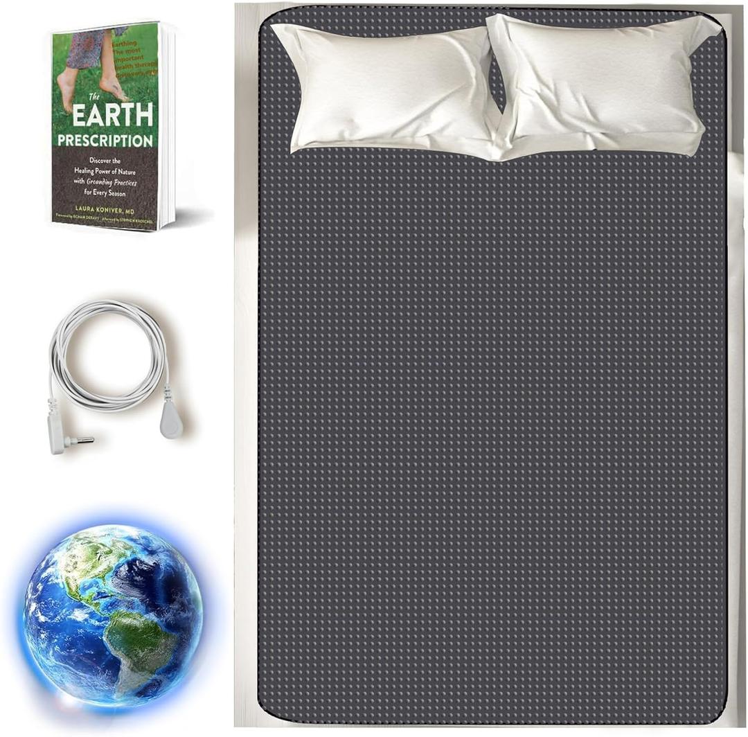 Grounding Mat Sleep Mat Kit, Grounding Mattress Cover Mat Grounding Mat Earth Connected Conductive Carbon Leatherette for Better Sleep, Relieve Pain 54 * 71