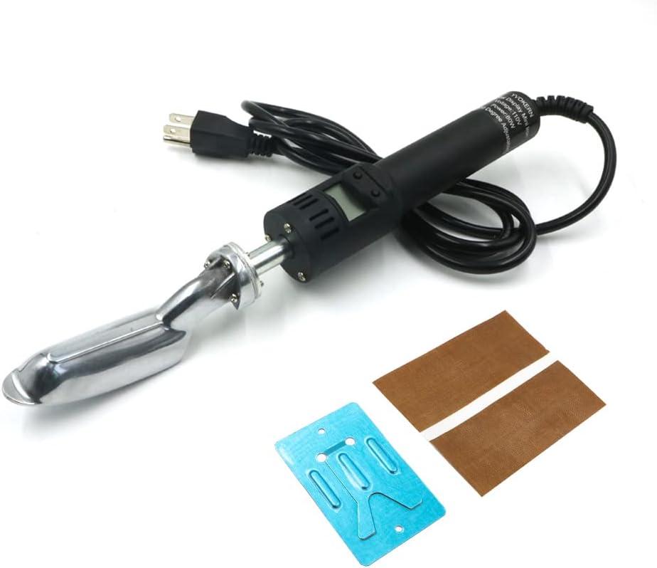 Digital Display Electric Mini Iron for Craft Leather Repair Shoes Bag Crease Removal Vinyl Heat Transfer Doll Clothes Ironing, 50-350 Adjustable, with High Temp Tape Black