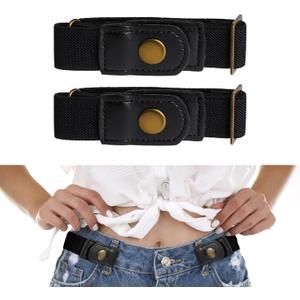 Tucnoeu Invisible Side Belt No Buckle Belt Women and Men,Without Buckle Elastic Stretch Mens Adjustable Belts Pants Jeans (Black)
