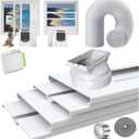 Portable AC Window Vent Kit With 5.9"Hose,26-62"Adjustable with Universal Coupler Security Lock & 2 Weather Strippings Fit for LG/Hisense etc Portable ac Vertical/Horizontal Sliding Window Seal Kit