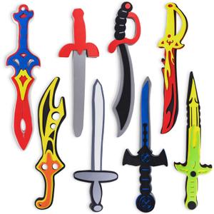 Super Z Outlet Assorted Foam Toy Swords for Children with Different Designs Including Ninja, Pirate, Warrior, and Viking (8 Pack)