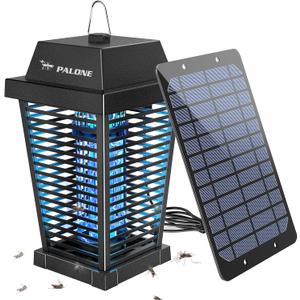 PALONE Solar Bug Zapper 4500V Electric Mosquito Zapper Outdoor Updated Fly Zapper Indoor Rechargeable Mosquito Killer with Solar Panel & Type-C Cable Fly Trap with UV Light for Flies Gnats Moths