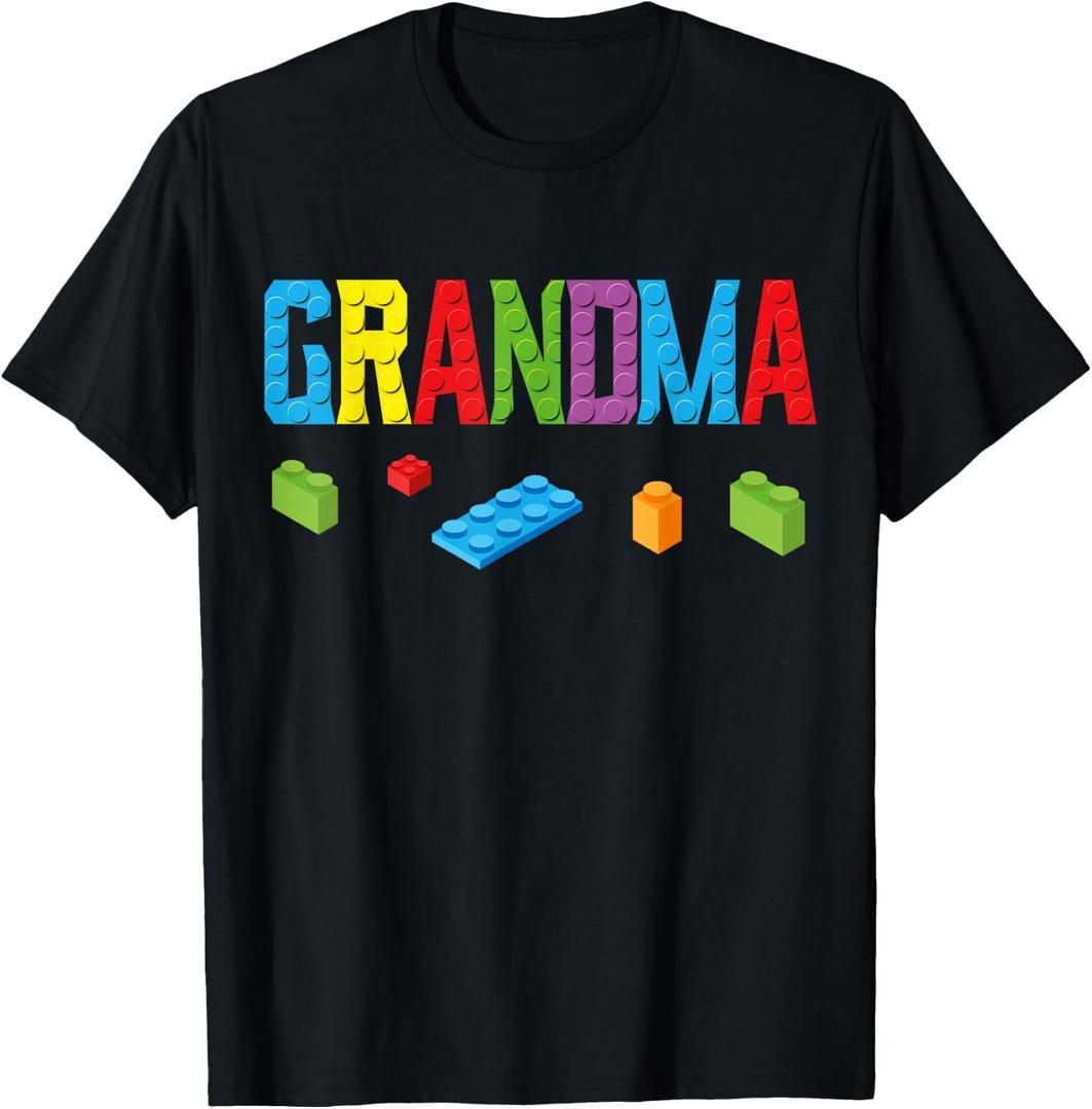 Grandma Master Builder Building Bricks Blocks Family Set T-Shirt (Gray) Medium 
