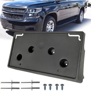 Front Bumper License Plate Frame Bracket Tag Holder Fits for Chevrolet Suburban Tahoe 2015 2016 2017 2018 2019 2020 Replace 23235997 GM1068193