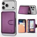 for MagSafe Wallet, Magnetic Phone Wallet RFID Blocking, Slim 5-8 Card Holder with Cash Slot & Clear ID Window, Minimalist Mag Safe Wallets for iPhone 17/16/15/14/13/12 Series, Amethyst Purple