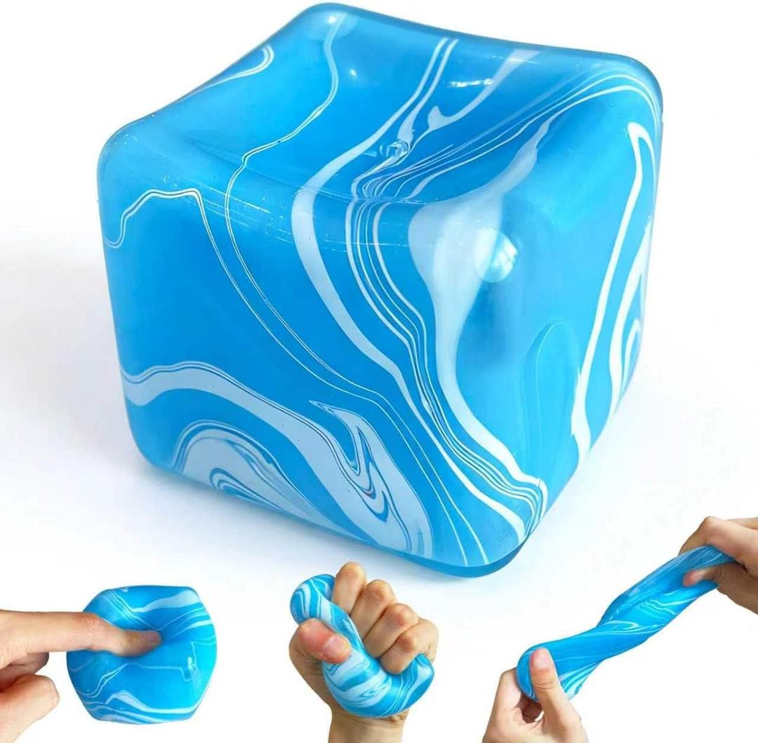 2.2 Inch Slow Rise Fidget Toys,Squishies Ice Cube Shape, Sensory Toy for Kids, Stress Relief Squeeze Balls, Easter Basket Stuffers for Boys Girl(Blue)