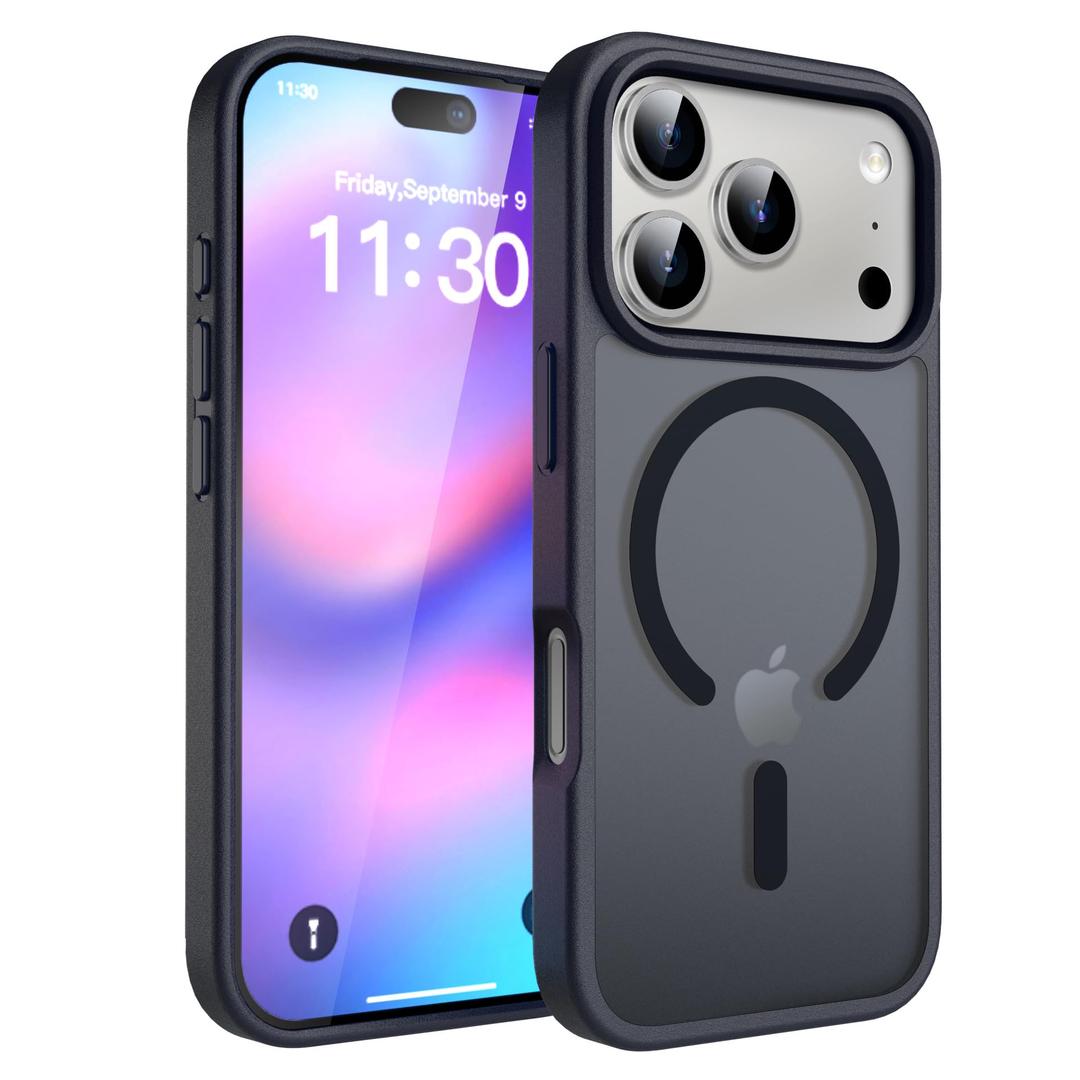 Magnetic Case for iPhone 17 Pro Max,Compatible with MagSafe – Only Fits iPhone 17 Pro Max (6.9″) – Magnetic Attachment, Military & Drop Protection, Translucent Matte Anti‑Fingerprint Cover, Black