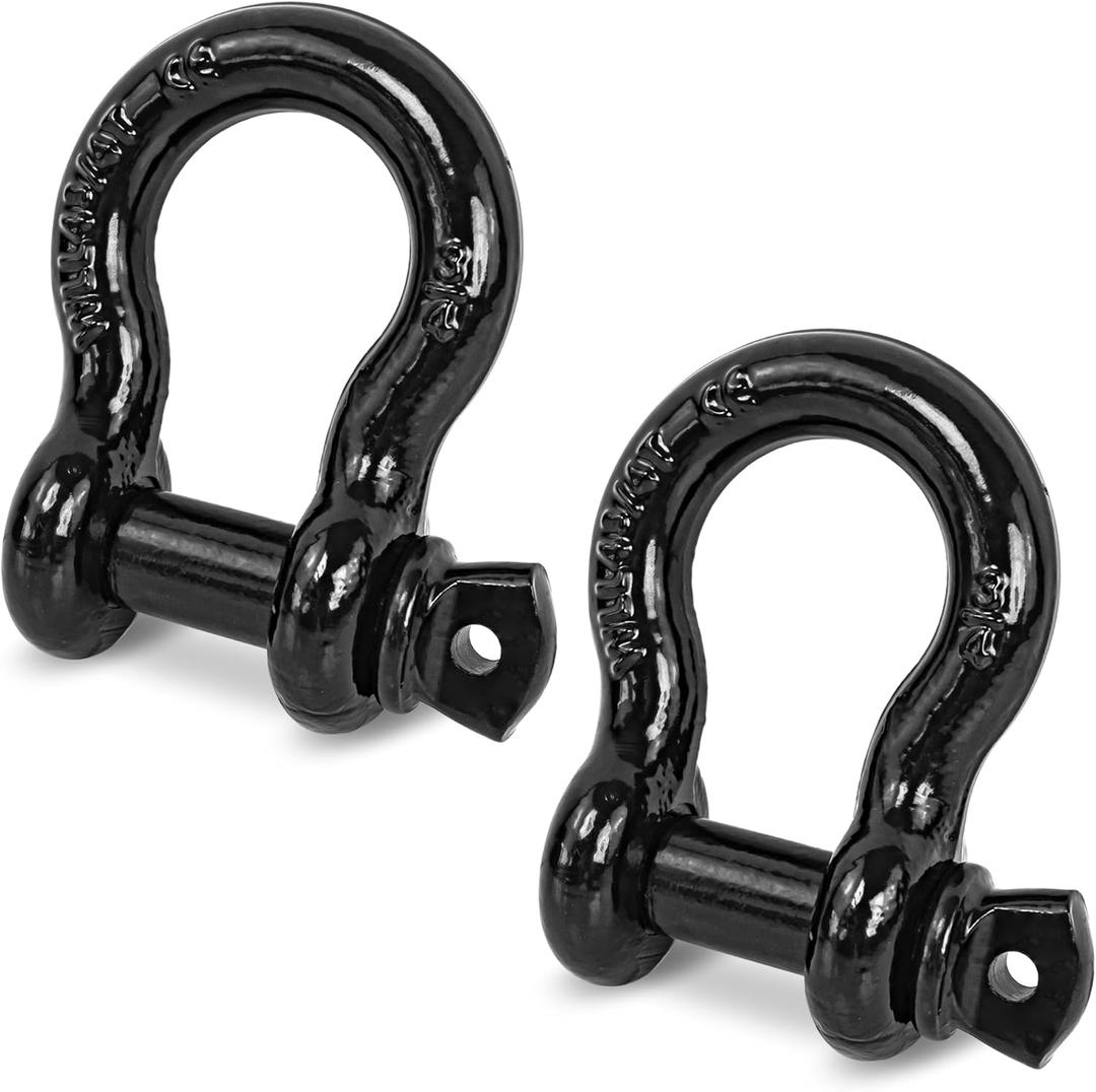 Heavy Duty D Ring Shackles, 3/4" Clevis Shackle with 7/8" Screw Pin, 44,000lbs Break Strength, for Tow Strap, Jeep, SUV, Pickup, Trailer, ATV, UTV (Black)
