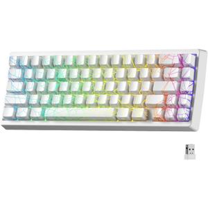 HITIME x XVX M67 Wireless 60% Percent Keyboard, QMK/VIA Gaming Keyboard, Tri-Mode Thocky Creamy Mechanical Key Board, Hot Swappable Gasket Mount RGB IMD Tech for Win/Mac, Spider Web Theme, White
