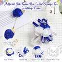 Tigeen 48 Pcs Wrist Corsage and Men's Boutonniere Set for Wedding Wristlet Corsage Hand Flower for Mother of Bride, Bridal, Bridesmaid Suit Decorations (Blue)