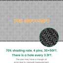 Shade Cloth, 30FT X 50FT 70% Black Outdoor Woven Sun Shade with Grommets, Durable Breathable Netting Shading Antifreezing for Patio, Garden, DIY Home, Plants Cover, Greenhouse, Dog Kennel