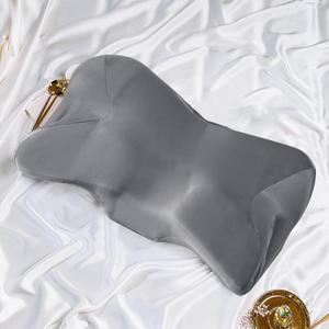 Eychei Satin Pillowcase for Cervical Pillow, Dark Grey Silky Cervical Pillow Case Contour Pillow Case Cover with Zipper, Smooth Ergonomic Pillowcase for Neck Pillow Cover