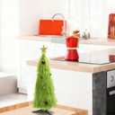2 ft Lime Green Furry Christmas Tree Decoration Artificial Whimsical Mini Christmas Tree with Topper Star and Ball Ornaments Small Tabletop Decor for Xmas Home Living Room Table Decoration