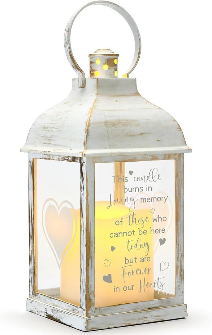 Kittmip Memorial Lantern Sympathy Gifts for Loss of Loved One Bereavement Gift Candle Lights Memory Lamp with LED Candle for Funeral Remembrance or Condolences