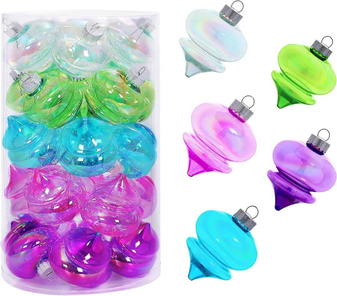 MOONET 25Pcs 2.64in Christmas Decoration Balls Shatterproof Colored Transparent Ball for Festival Wedding Home Party Decors Xmas Tree Hanging (Style-3)