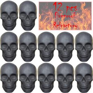 Skull Charcoal FireproofRefractory Imitated Human Skull Gas Log for Indoor or Outdoor Fireplaces, Fire Pits Halloween Decor