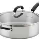 Farberware Brilliance Stainless Steel Saute Pan/Jumbo Cooker with Lid and Helper Handle, Induction Suitable, Dishwasher and Metal Utensil Safe, 6 Quart - Stainless Steel