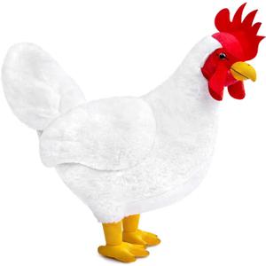 ZHONGXIN MADE White Chicken Plush - Soft Realistic 14 White Chicken Rooster Stuffed Animals, Cute Toys Real Plushie Toy Home Decoration, Unique Plush Gift Collection for Kids