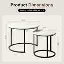 Round Nesting Coffee Table Set of 2, Modern Nesting Tables, Minimalist Stacking End Tables for Living Room Bedroom, Sturdy Metal Frame Center Table for Small Space (White & Black), 23.6" x 17.9"