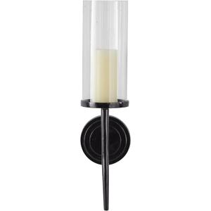 Deco 79 Aluminum Metal Wall Sconce Single Candle, 6" x 7" x 23", Black