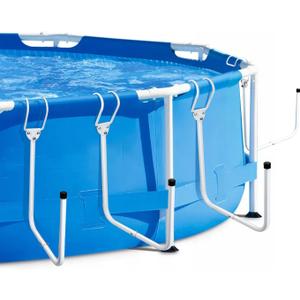 Pool Cover Holder, 4Pcs Solar Pool Cover Holder, Adjustable U-Shaped Hooks Keep for Framed Above-Ground Swimming Pools, Easy to Install & Store (White)