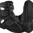 PROFIRST Mens Fashion Motorcycle/Motorbike CE Amour Boots Anti Slip Rubber Soul Crash Protection Protective Waterproof Leather Stylish short Ankle Racing Adventure Off Road Touring Sports Safety Shoes (8, Black)