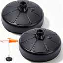 Geetery 2 Pack 40 Lbs Fillable Umbrella Base, Round HDPE Water & Sand Filled Patio Umbrella Weight, Weighted Market Table Base for 1.4-1.5'' Poles, for Outdoor Deck Garden, Poolside, Black