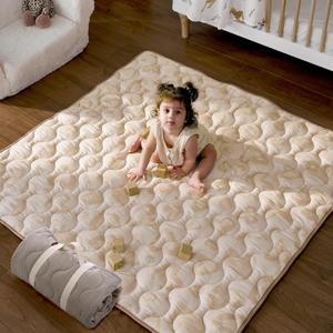 Momcozy Baby Play Mat for Floor, 50x50 Thickened Playpen Mat, Playmate for Baby Tummy Time, Waterproof & Non-Slip, Foldable Outdoor Mat with Carrying Handle, Leopard Heart 