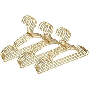 Gold Metal Wire Baby Clothes Hangers,12.6” Children Coat Pants Non Slips Toddler Infant Newborn Kids Hangers, Space Saving Baby Clothes Hangers, 6 Piece