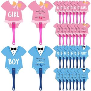 YLOLUL 50 Pcs Gender Reveal Party Favors Plastic Decorative Handheld Fans Boy or Girl Gender Reveal Hand Fans Baby Shower Favors Pink Blue Gender Reveal Decor Game