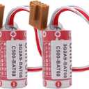 2-Pack ER17/33 PLC Batterywith Brown JAE2.5mm-4P Plug for 3G2A9-BAT08 C500-BAT08 PLC Battery (ER17/33 2/3A 3.6V 1600mAh)