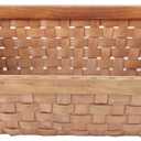 Rectangular Wooden Basket, Natural Hand Woven Storage Basket with Leather Handles for Sundries Toys Fruits (16.14"Lx12.2"Wx4.72"H, Honey)
