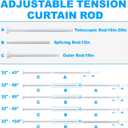 TEECK Shower Curtain Rod, 32-43 inch Adjustable Spring Tension Curtain Rod, Never Rust Anti-Slip Shower Curtain Rod for Bathroom, No Drilling, Never Collapse, Easy to Use, White