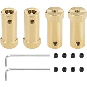 uxcell Hex Coupler 6mm Bore Motor Hex Brass Shaft Coupling Flexible Connector for Car Wheels Tires Shaft Motor, 4 Pcs