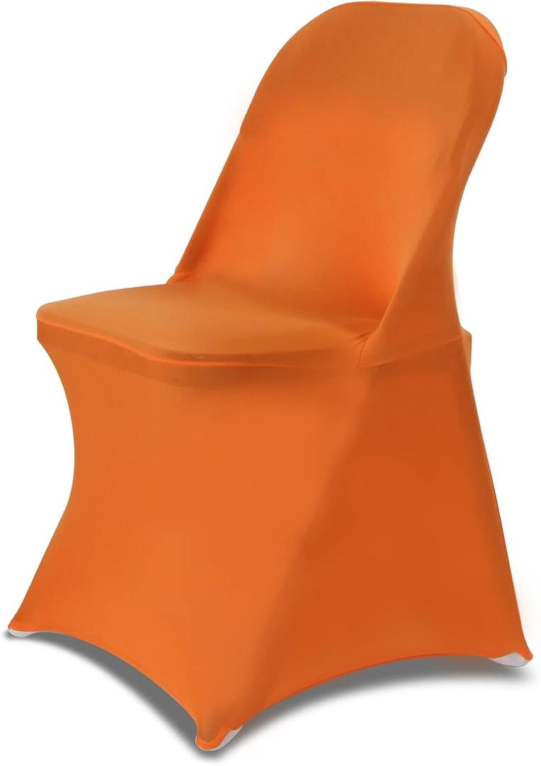 HAINARverS Folding Chair Covers for Wedding, 10pcs Stretch Spandex Washable Fabric Chair Cover, Decoration Chair Cover for Wedding, Party, Banquet, Birthday, Conference, EventOrange, 10 PCS