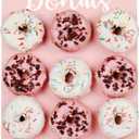 Donut Stand for Party, Donut Wall Holders for Table, Reusable Wood Doughnut Pegboard for Baby Showers, Bridal Shower, Birthday, Wedding, Holds 9 Donuts (Pink)